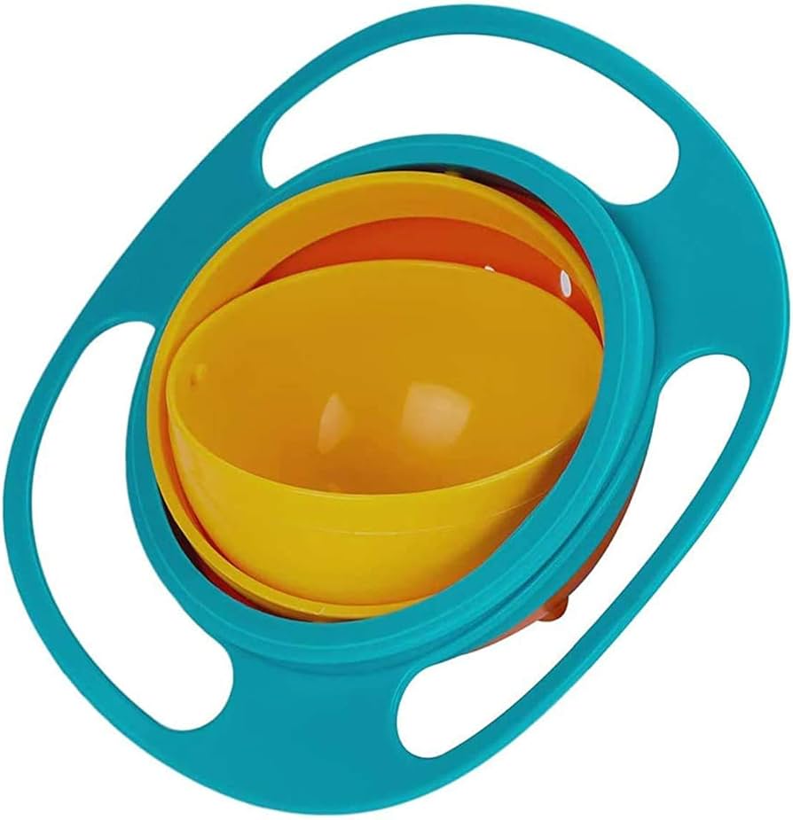 Spill Resistant Gyro Bowl, Magic Bowl 360 Degree Rotation Spill Resistant Gyro Bowl, Toy Tableware with a handle For Toddler Baby Kids Children